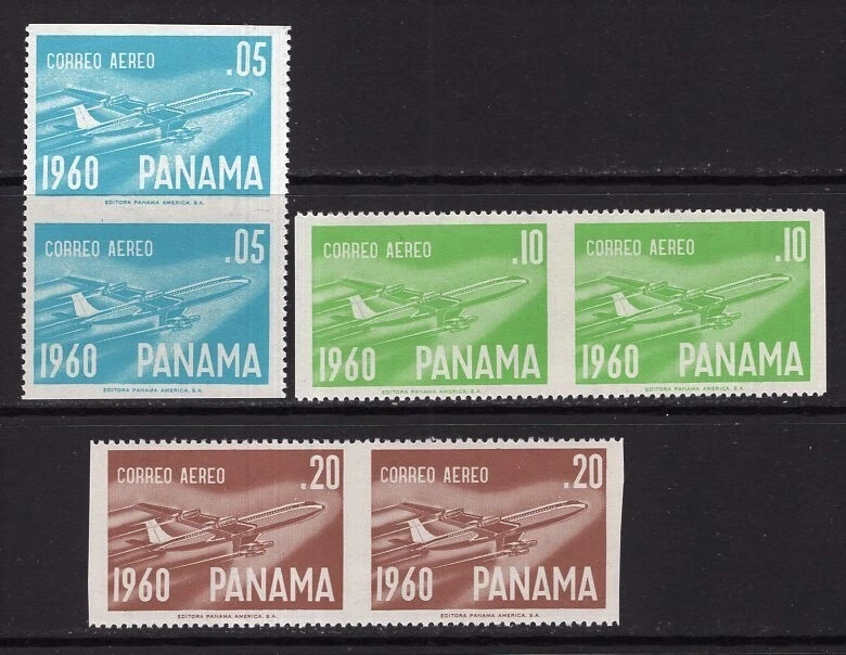 Juego de pares de correo aéreo Panamá 1960 IMPERF vertical u horizontal MNH #C240-42 Foto 1 de 1