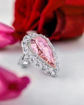 Set aureola taglio pera anello cocktail argento 925 zirconi sera festa gioiel... - Immagine 1 di 4