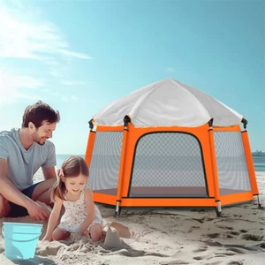 Baby Playpen Beach Tent Foldable with Canopy Travel Bag Mosquito Net Pop Up Pack - Picture 1 of 16
