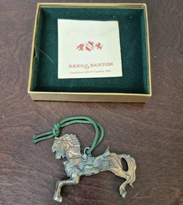 Reed & Barton Primer Carrusel Anual Caballo Adorno de Navidad Plato de Plata CIB - Imagen 1 de 5