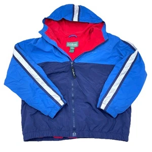 LL Bean Jacket Boys Large Blue Red Parka Windbreaker Lined Youth Kids VTG Y2K * - Picture 1 of 12
