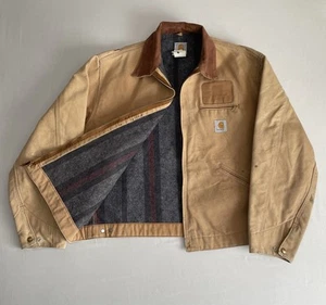 VINTAGE 2001 Carhartt Detroit Jacket J01 BRN | Sz 50 Blanket-Lined | Made in USA - Picture 1 of 12