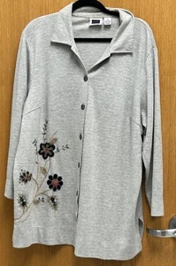 Vintage CST Sport Damen Strickjacke 1x Blumen bestickt V-Ausschnitt künstlerisch 90er Boho - Bild 1 von 10