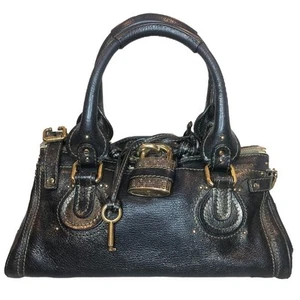 Bolso de cuero negro CHLOE Paddington con cerradura de cristal y llave, certificado de autenticidad, bolsa antipolvo - Imagen 1 de 16