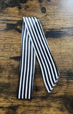 Черная полосатая атласная сумочка шарф шейный платок лента 32 x 1,5 дюйма - Изображение 1 из 4