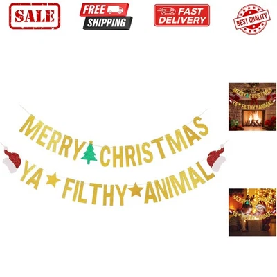 Bandera dorada Feliz Navidad Ya animal sucio, animal sucio fiesta de Navidad B... Foto 1 de 4