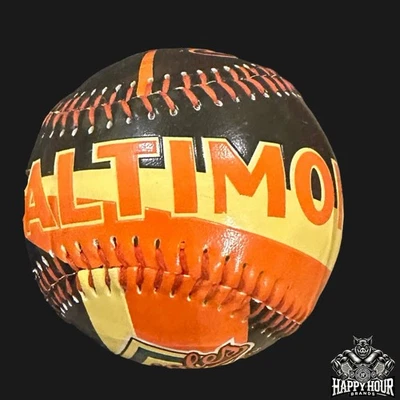 Vintage 1995 MLB Baltimore Orioles Leather Baseball Black And Orange - Image 1 of 4