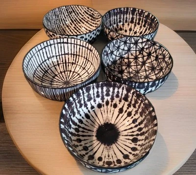 5 cuencos exclusivos para artículos para el hogar azul blanco sopa ensalada cereal tie dye Foto 1 de 4