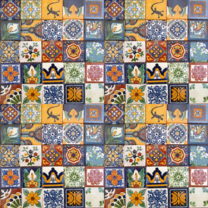 100 Mexican Tiles 2x2 Ceramic Pottery Talavera Mexico Wall Floor Decor #005