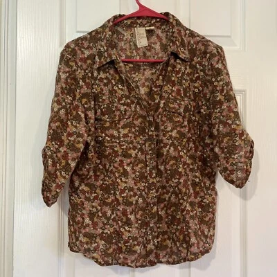 Camisa de gasa manga L floral marrón Krazy By Krazy Kat para niña con detalles Foto 1 de 4