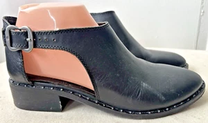 Lucky Brand Black Leather Studded Cutout Shoes sz 6.5 Buckle EUC - Picture 1 of 9