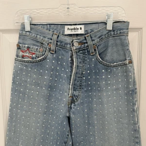 Frankie B Los Angeles Rhinestone Sparkly Jeans Size Small Light Wash Straight - Picture 1 of 14