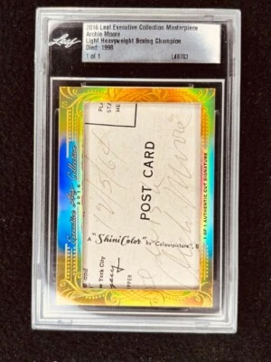 Archie Moore 2016 Leaf Masterpiece Cut Signature signed autograph card 1/1 JSA - Image 1 of 2