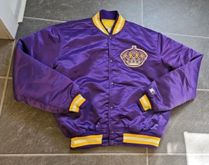 VTG STARTER NHL SATIN PURPLE CROWN LOGO LOS ANGELES KINGS JACKET MEN'S SZ XL - Picture 1 of 5