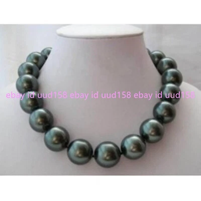 Collares de cuentas redondas de perlas concha de mar del Sur negras de 18"" 10/12/14/16/18/20 mm Foto 1 de 4