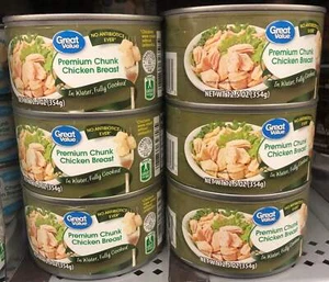 6 CANS Great Value Cooked Premium Chunk Chicken Breast Meat in Water 12.5 oz - Picture 1 of 4
