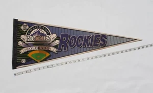 Vintage Colorado Rockies Pennant Flag Purple Black 90s MLB Baseball - Picture 1 of 2