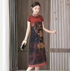 women's Retro Printed Dress Artificial Mulberry Silk Short Sleeved Dress 4XL 5XL