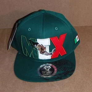 Top Level Mexican Hat Mexico Letter Snap Back Baseball Cap Embroidered Flat Bill - Bild 1 von 6