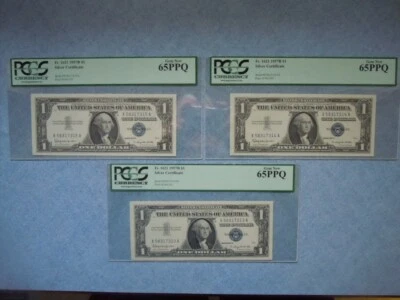 1957B (3) $1 Silver Certificate Blue Seal Graded PCGS 65 Gem New - Image 1 of 4
