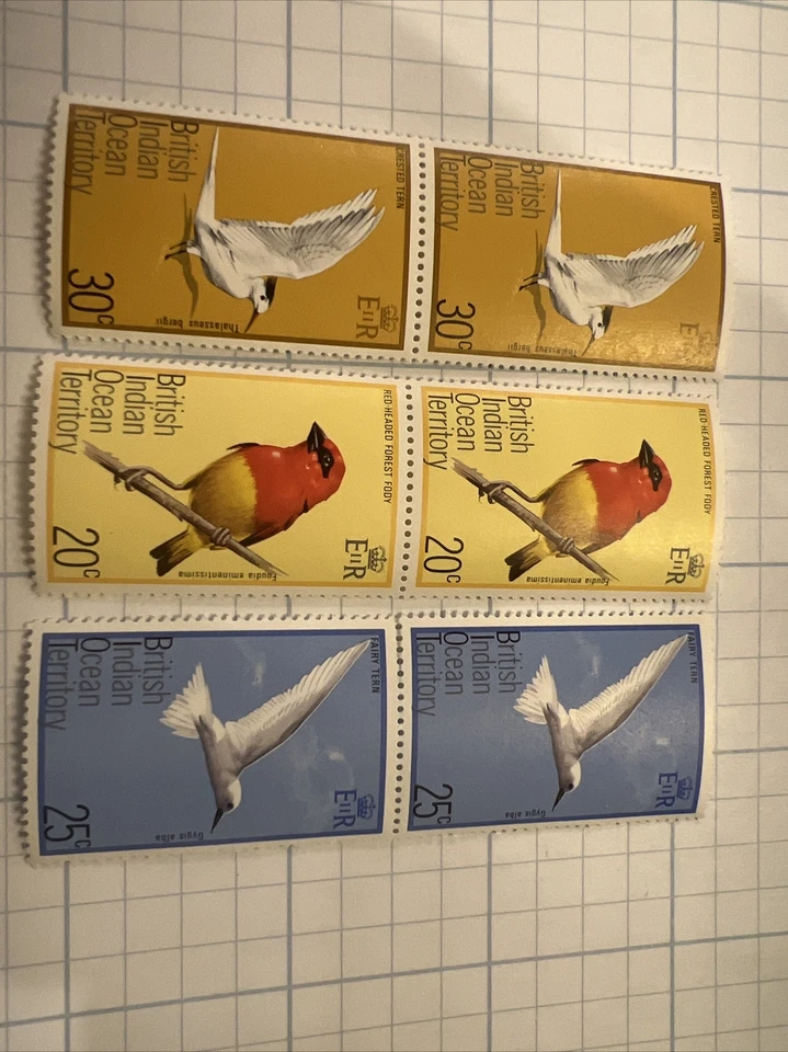 Territorio Británico del Océano Índico 1975 aves, juego de 6 Foto 1 de 1