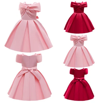 Niños Niñas Pequeñas Princesa Vestido Cumpleaños Dama de honor Boda Fiesta Vestido Formal Foto 1 de 4