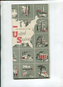 Vintage 1950 TWA Airlines Air Routes in the United States - Picture 1 of 2