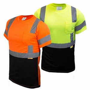 Hi Vis T Shirt Class 3  Work Safety Short Sleeve High Visibility -BFS8511/12 - Picture 1 of 24