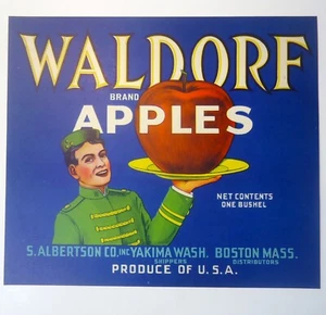 Vintage ORIGINAL Crate Label Waldorf Brand Apples Yakima - Picture 1 of 2