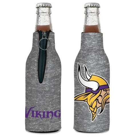 MINNESOTA VIKINGS ZIPPERED BOTTLE COOLER HOLDER COOZIE DOUBLE SIDED GRAPHICS Cover
