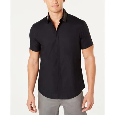 NWT Mens Size XL INC International Concepts Sequin Collar Short Sleeve Woven Top - Image 1 of 4