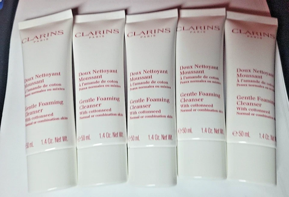5-PACK Clarins Gentle Foaming Cleanser with Cottonseed, 1.4 oz each -  SEALED - Image 1 of 4