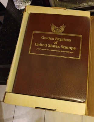 Caja de envío original 1994-1995 ~ réplicas doradas de estampillas de oro de 22 k de Estados Unidos 1 álbum Foto 1 de 4