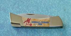 FROST Japan Bone Lockback Knife VINTAGE 1984 Mondale Ferraro President Campaign - Picture 1 of 7