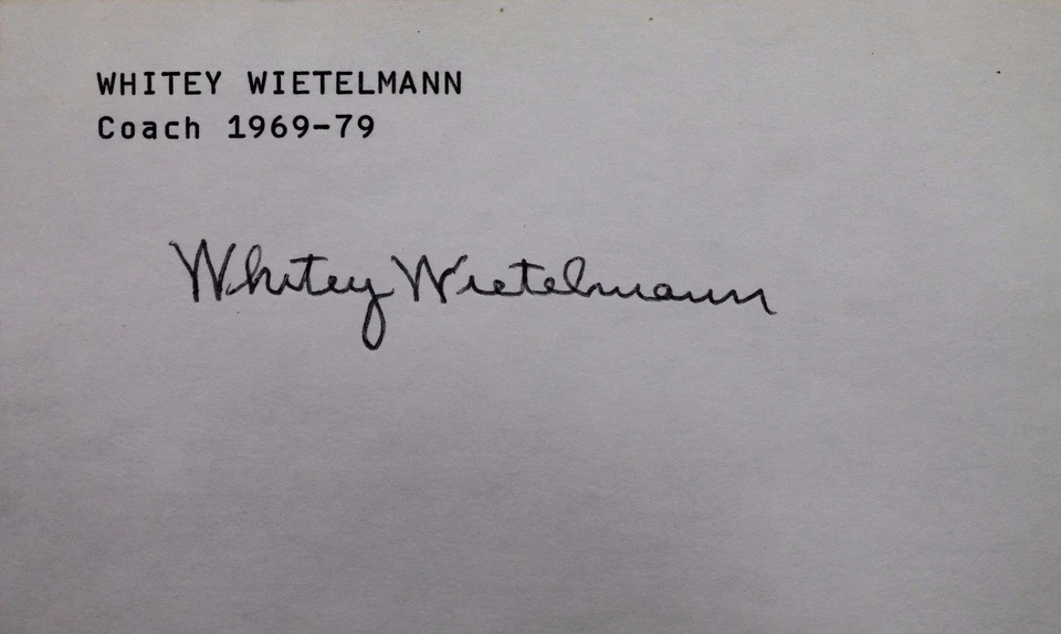 Whitey Wietelmann Padres Coach 1969-79 (d.02) Autographed 3x5 Index Card JSA 17D - Image 1 of 1
