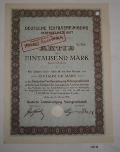 1000 marek akcji Deutsche Textilvereinigung AG Berlin 25 października 1925 (126746) - Zdjęcie 1 z 1