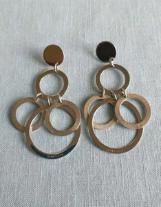Pianegonda Sterling Silver Earrings 3"X1.5" Dangle Drop Italy Signed Matte/Shiny - Picture 1 of 6