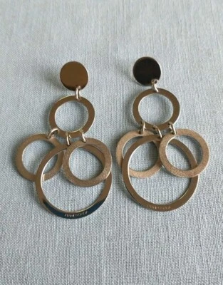 Pendientes Pianegonda Plata de Ley 3"X1.5" Colgantes Gota Italia Firmado Mate/Brillante Foto 1 de 4