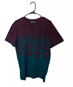 Vilebrequin Shirt Mens XL Blue Red Geometric All Over Print Birds Nautical Beach - Picture 1 of 10
