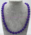 Natural Faceted 10Mm Purple Amethyst Gemstone Round Beads Necklace Aaa