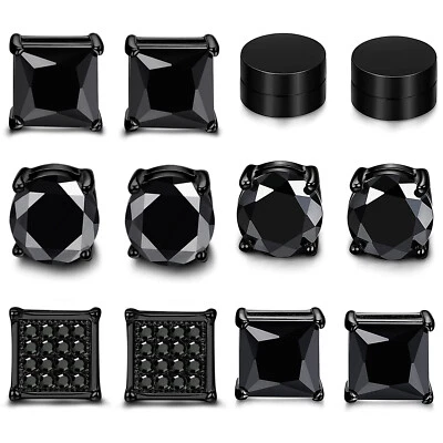 3 pares de aretes magnéticos de acero inoxidable para hombre y mujer circonita cúbica sin piercing clip Foto 1 de 4