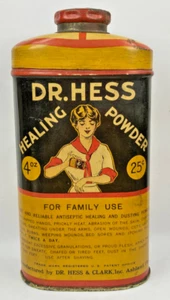 Vintage Dr. Hess Healing Powder Tin ~ for Humans, Horses, & Cows - Picture 1 of 6
