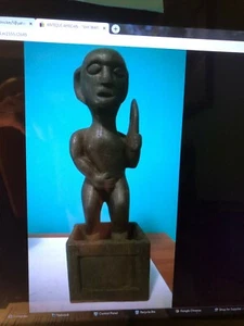 ANTIQUE AFRICAN -  "SHY WARRIER" WOOD FIGURINE  11 1/4 "H , 2.4 lb. - Picture 1 of 7