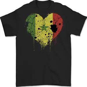 Love Bandiera Del Senegal Giornata Del Calcio Maglietta Uomo 100% Cotone - Foto 1 di 2