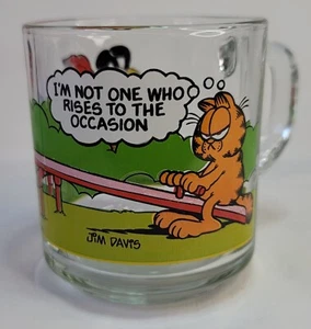 1980 Garfield "I'm Not One Who Rises To The Occasion" McDonald's Glass Cup/Mug - Imagen 1 de 12