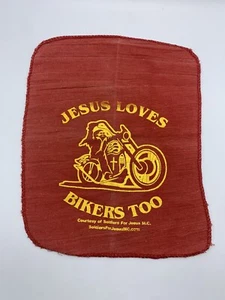 Soldiers For Jesus MC Handkerchief Jesus Loves Bikers Too VTG Shop Rag 15 X 12” - Picture 1 of 4