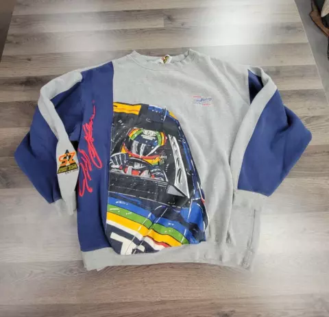 Rare Vintage 90's Jeff Gordon Sweatshirt Size XL Gray Artwork Nascar Racing Rare Cover