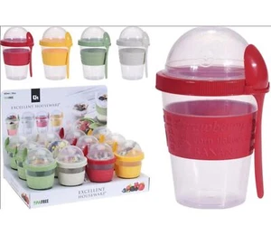 24x BURI Joghurtbecher 600ml Löffel Müsli Lunchboxen Schale To Go Arbeit Deckel - Bild 1 von 1