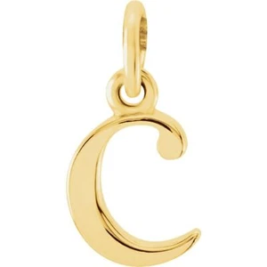 Solid Genuine 14K Yellow Gold 0.47" Lowercase C Initial Pendant for Men or Women - Picture 1 of 5