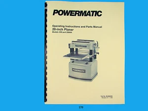 Powermatic Model 209 & 209HH  20" Planer Operating  Instruct & Parts Manual *276 - Picture 1 of 3